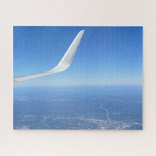 Airplane Wing Clouds Blue Sky Photo Aviation Jigsaw Puzzle