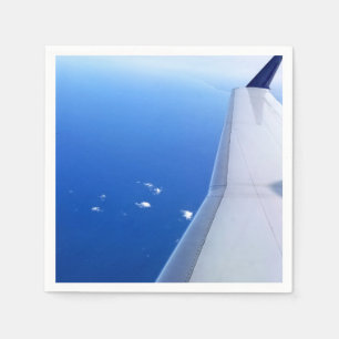 Airplane Wing Flying in Sky Photo Paper Napkins