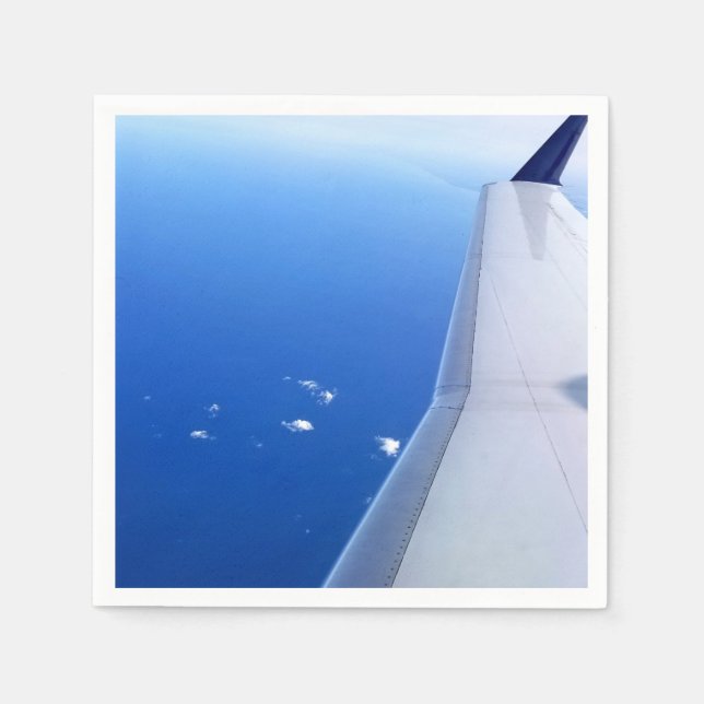 Airplane Wing Flying in Sky Photo Paper Napkins (Front)