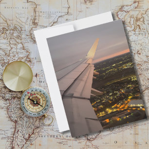 Airplane Wing Photo Sunrise horizon Aviation  Postcard