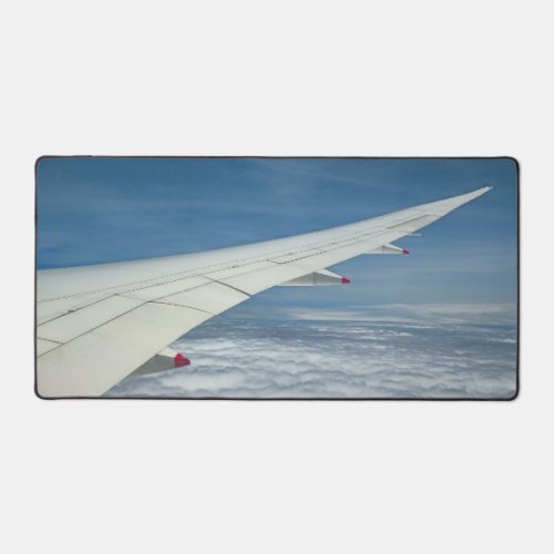 Airplane Wing Through The Window Sky View Clouds Desk Mat