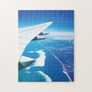 Airplane Wings Sky Clouds Aerial Photo Jigsaw Puzzle