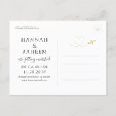 Airplane with Heart Destination Wedding Save Date Announcement Postcard (Back)