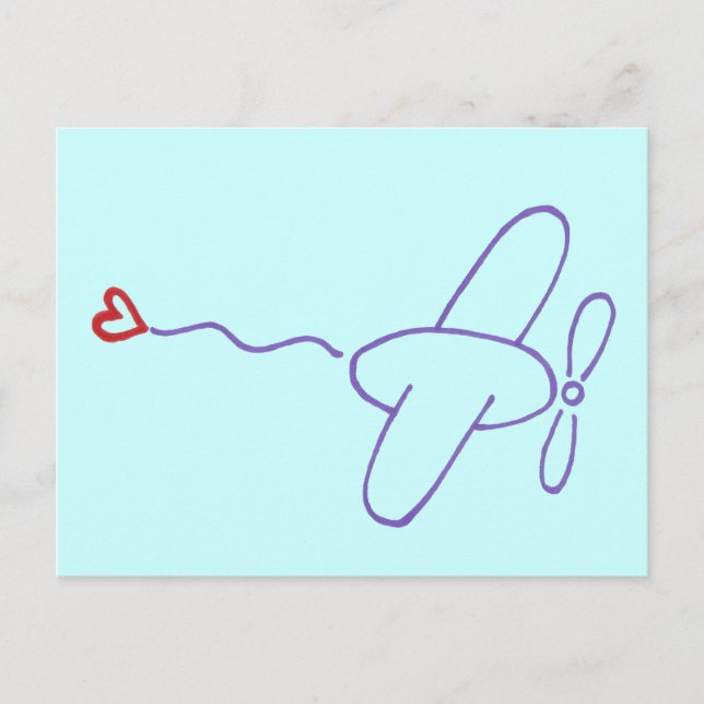 Airplane with Heart Postcard (Front)