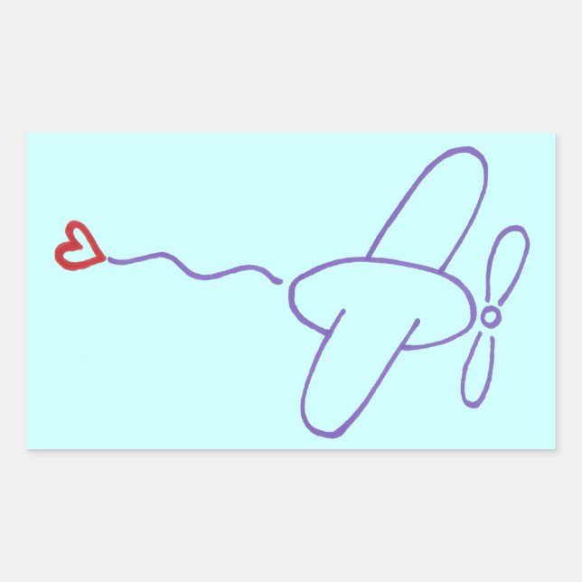 Airplane with Heart Rectangular Sticker (Front)