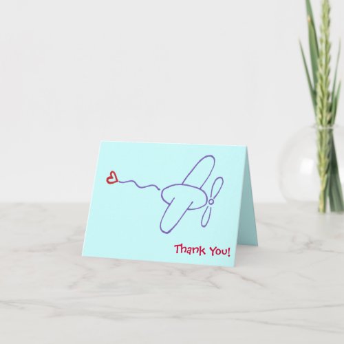 Airplane with Heart Thank You Note