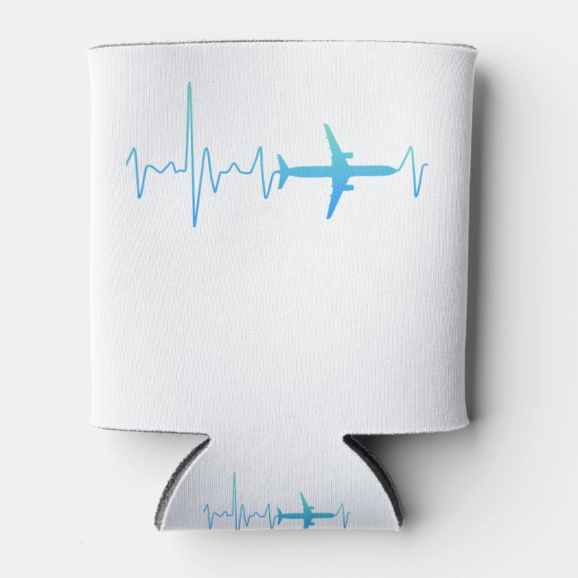 Airplane with heartbeat holiday wanderlust aviator can cooler (Front)