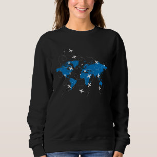 Airplane World Map Pilot Air Traffic Controller Ai Sweatshirt