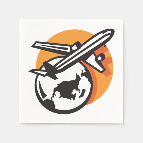 Airplane World Travel Paper Napkins