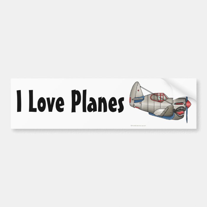 "Airplane WW2 Fighter Plane, I Love Planes… Bumper Bumper Stickers