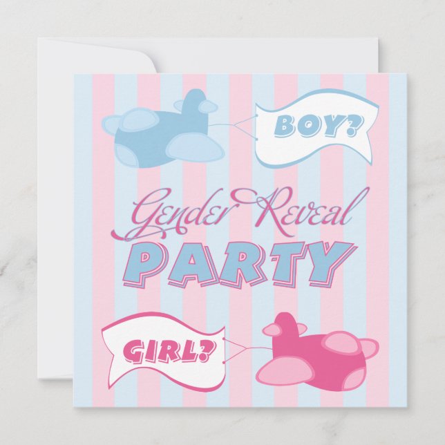 Airplanes and Banners Gender Reveal Party Invitation (Front)