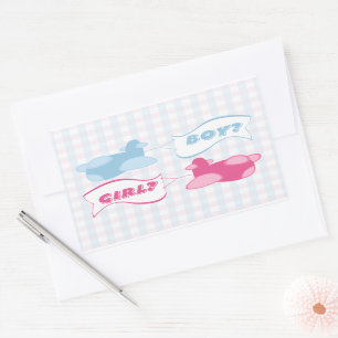 Airplanes and Banners Gender Reveal Party Rectangular Sticker
