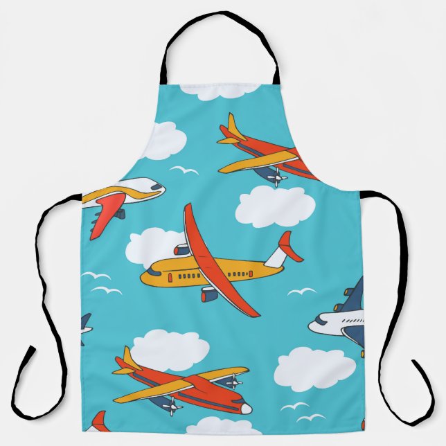 Airplanes and clouds, seamless children's backgrou apron (Front)