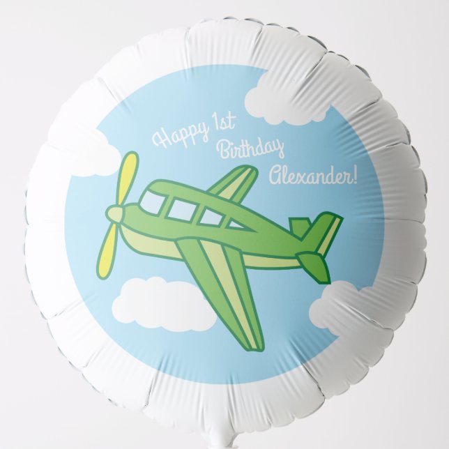 Airplanes and Jets Cute 1st Birthday Party Balloon (Front)