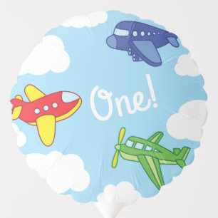 Airplanes and Jets Cute 1st Birthday Party Balloon