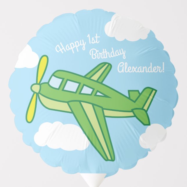 Airplanes and Jets Cute 1st Birthday Party Balloon (Front)