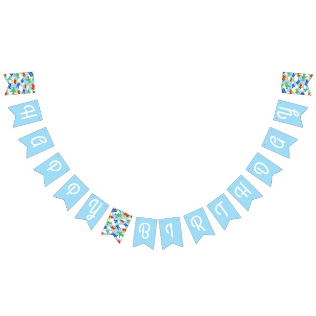 Airplanes and Jets Cute 1st Birthday Party Bunting Flags (All)