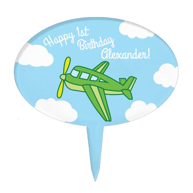 Airplanes and Jets Cute 1st Birthday Party Cake Topper (Front)