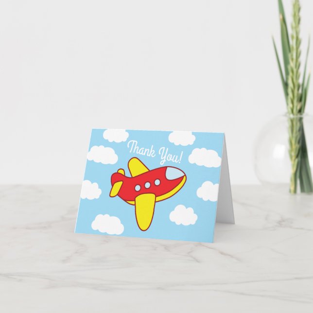 Airplanes and Jets Cute 1st Birthday Party Card (Front)