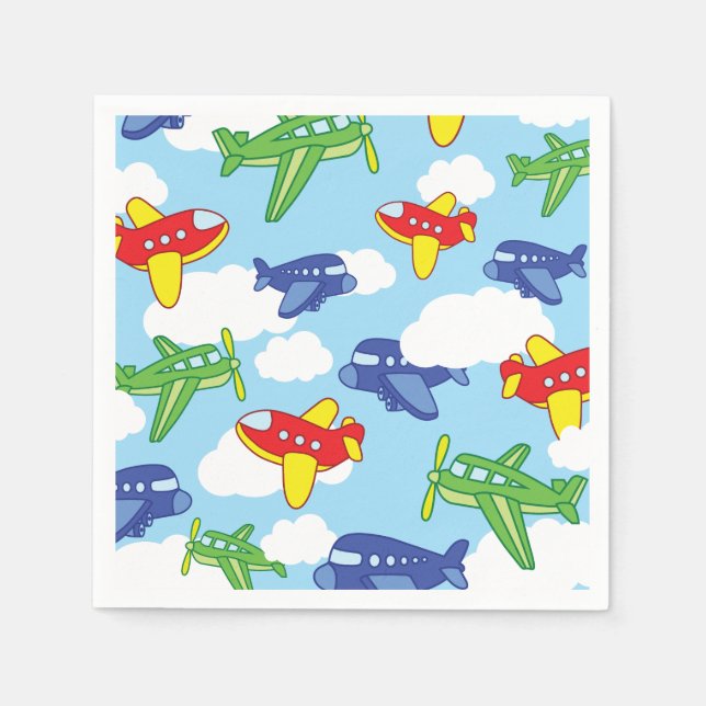 Airplanes and Jets Cute 1st Birthday Party Napkins (Front)