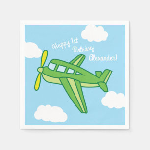 Airplanes and Jets Cute 1st Birthday Party Napkins