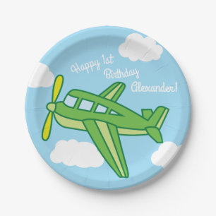Airplanes and Jets Cute 1st Birthday Party Paper Plates