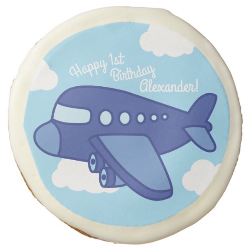 Airplanes and Jets Cute 1st Birthday Party Sugar Cookie