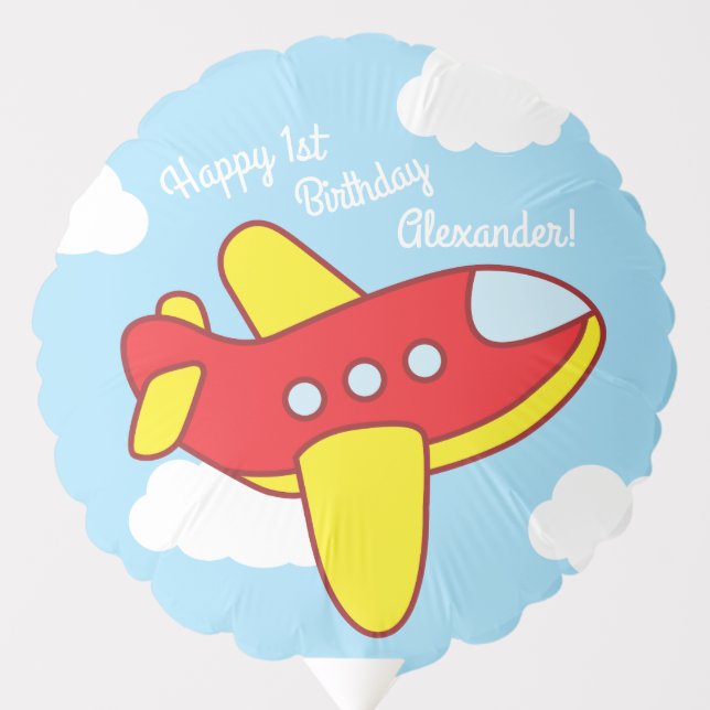 Airplanes and Jets Cute Kid's Birthday Party Balloon (Front)