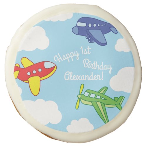 Airplanes and Jets Cute Kids Birthday Party Sugar Cookie