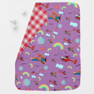 AIRPLANES AND RAINBOWS TRAVEL BABY BLANKET