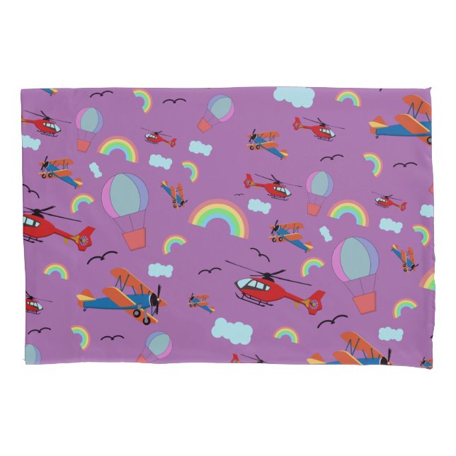 AIRPLANES AND RAINBOWS TRAVEL PILLOW CASE (Front)