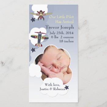 Airplanes And Sky Baby Announcement by mybabybundles at Zazzle