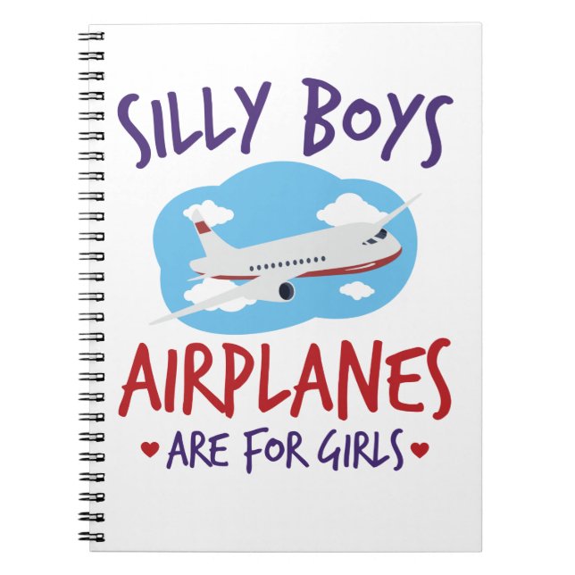Airplanes Are for Girls Cute Pilot Women Ladies Notebook (Front)