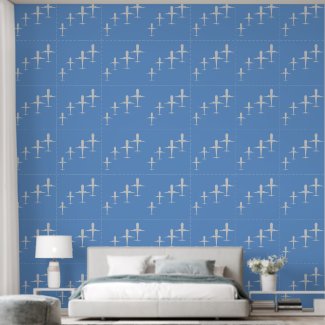 Airplanes Art, Dark Pastel Cornflower Blue Elegant