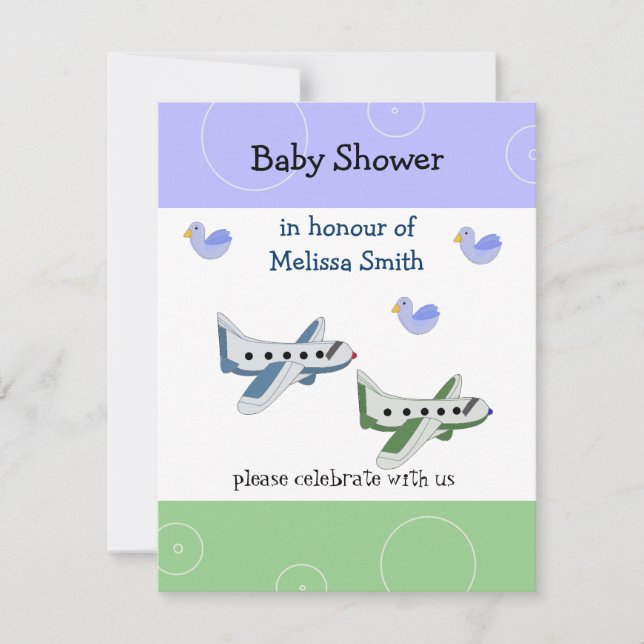 Airplanes Baby Shower Invitation (Front)