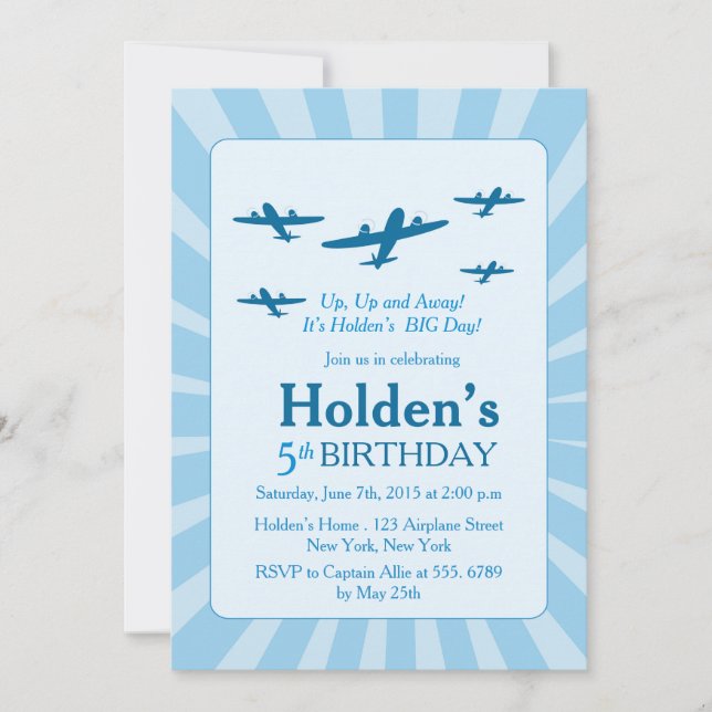 Airplanes Birthday party Invitations (Front)