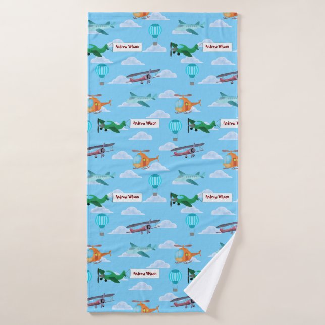 Airplanes Blue Sky Scrapper Boy Bath Towel (Bath Towel)
