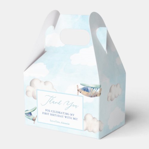 Airplanes Blue Sky White Clouds Baptism Birthday Favor Boxes