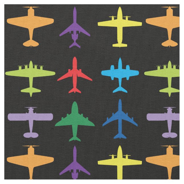 Airplanes, custom background and tile size fabric (Close Up)