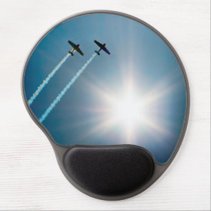 Airplanes Flying on Blue Sky with Sun. Gel Mouse Pad