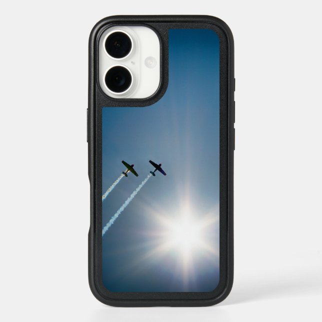 Airplanes Flying on Blue Sky with Sun. Otterbox iPhone Case (Back)