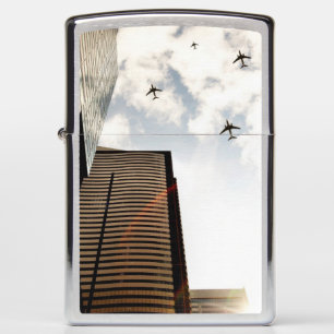 Airplanes flying over buildings zippo lighter