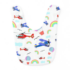 Airplanes, Helicopters, & Balloons Baby Bib