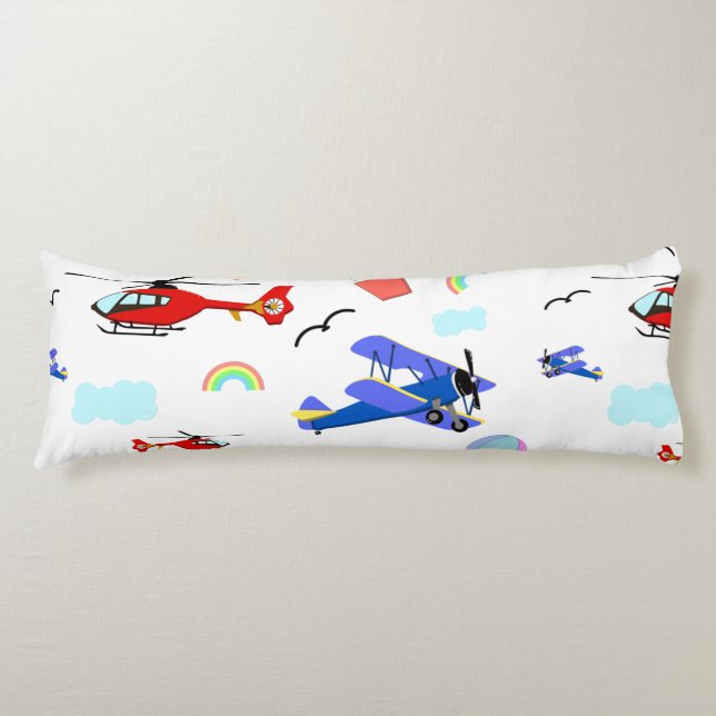Airplanes, Helicopters, & Balloons Body Pillow (Front)