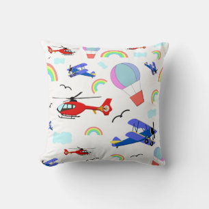 Airplanes, Helicopters, & Balloons Throw Pillow