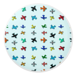 Airplanes Light Blue Ceramic Pull