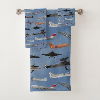 Airplanes On A Carolina Blue Sky Bath Towel Set by NedHReece at Zazzle