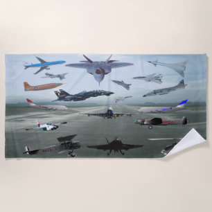 AIRPLANES ON A CAROLINA BLUE SKY BEACH TOWEL