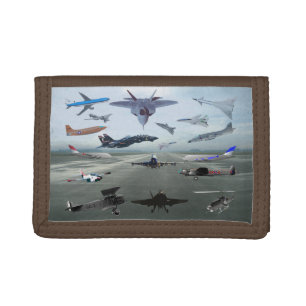 AIRPLANES ON A CAROLINA BLUE SKY TRI-FOLD WALLET