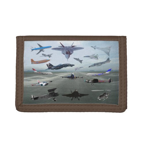 AIRPLANES ON A CAROLINA BLUE SKY TRIFOLD WALLET